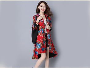 hh秋季新款女裝民族風(fēng)時(shí)尚棉麻印花長(zhǎng)袖連衣裙 福卡商城